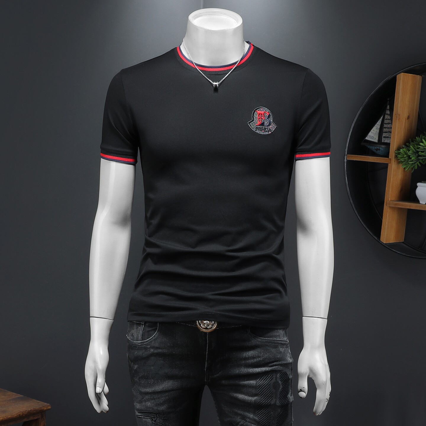 2026假模夏季新品质丝光棉男潮流短袖T恤QT6012AFD2605T-P75，男装T恤，钱塘6012(原3012)