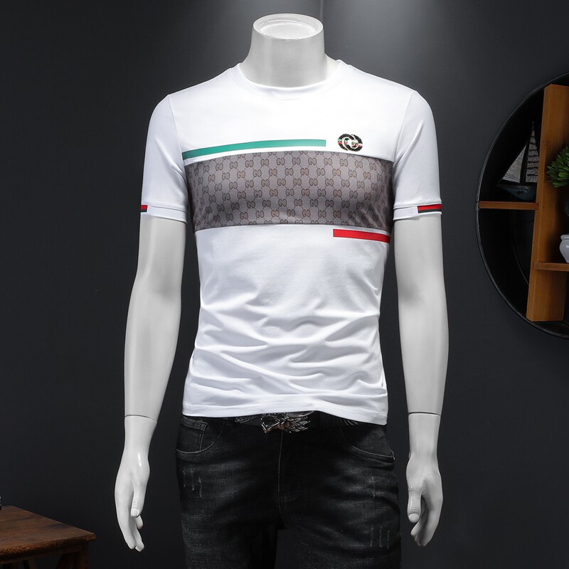 假模夏季新款高端品质丝光棉男士潮流短袖T恤QT3012AFD7010T-P70,男装T恤,阿丰达