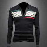 假模秋冬款新品男士翻领潮流针织衫打底毛衣QT6012AFD25006-P120，男装T恤，钱塘6012(原3012)