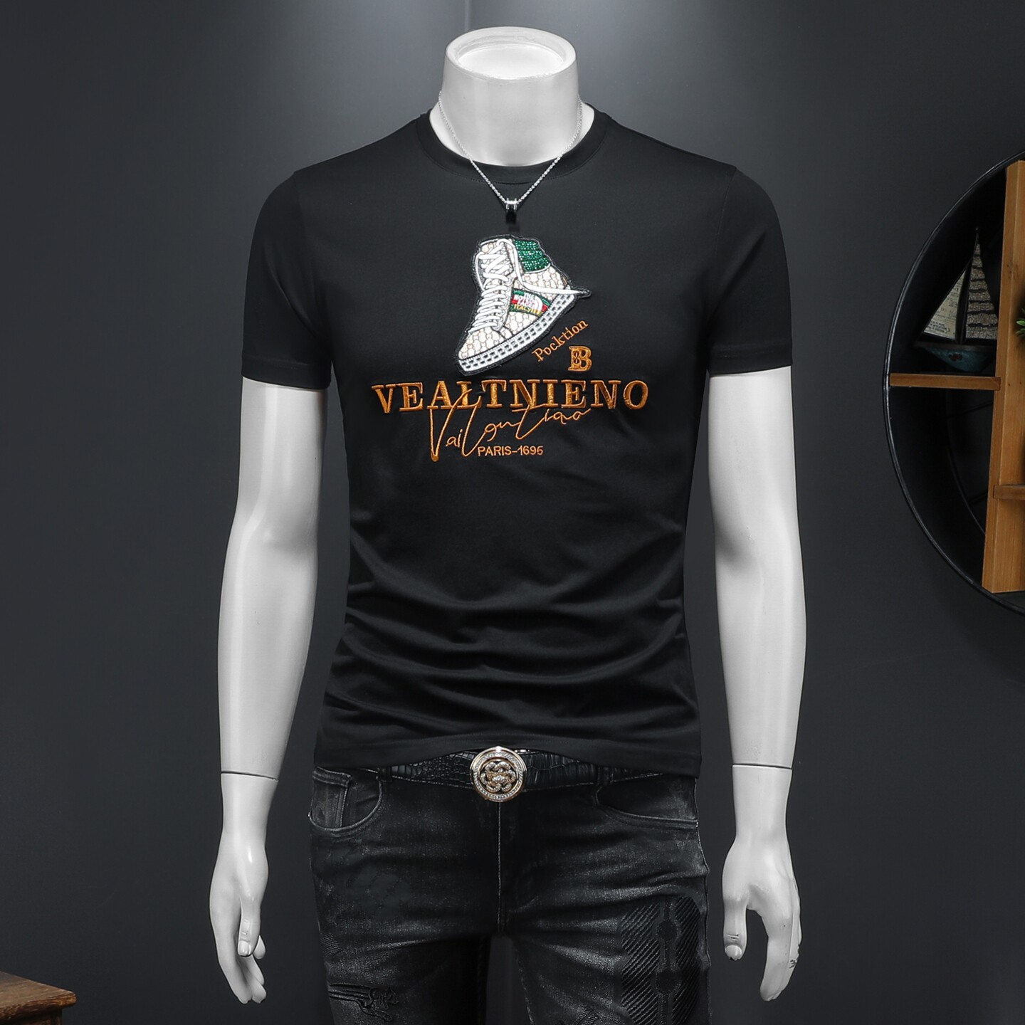 2026假模夏季新品质丝光棉男潮流短袖T恤QT6012AFD2619T-P75，男装T恤，钱塘6012(原3012)