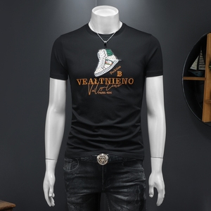 2026假模夏季新品质丝光棉男潮流短袖T恤QT6012AFD2619T-P75，男装T恤，钱塘6012(原3012)