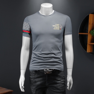 假模夏季新款高端品质丝光棉男士潮流短袖T恤QT3012AFD7109T-P70,冬天穿白色大衣怎么搭配图片大全图片