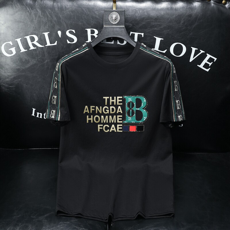 2024夏季新款高端品质丝光棉男士潮流短袖T恤QT6012AFD8371T-P70,男装T恤,钱塘6012(原3012)