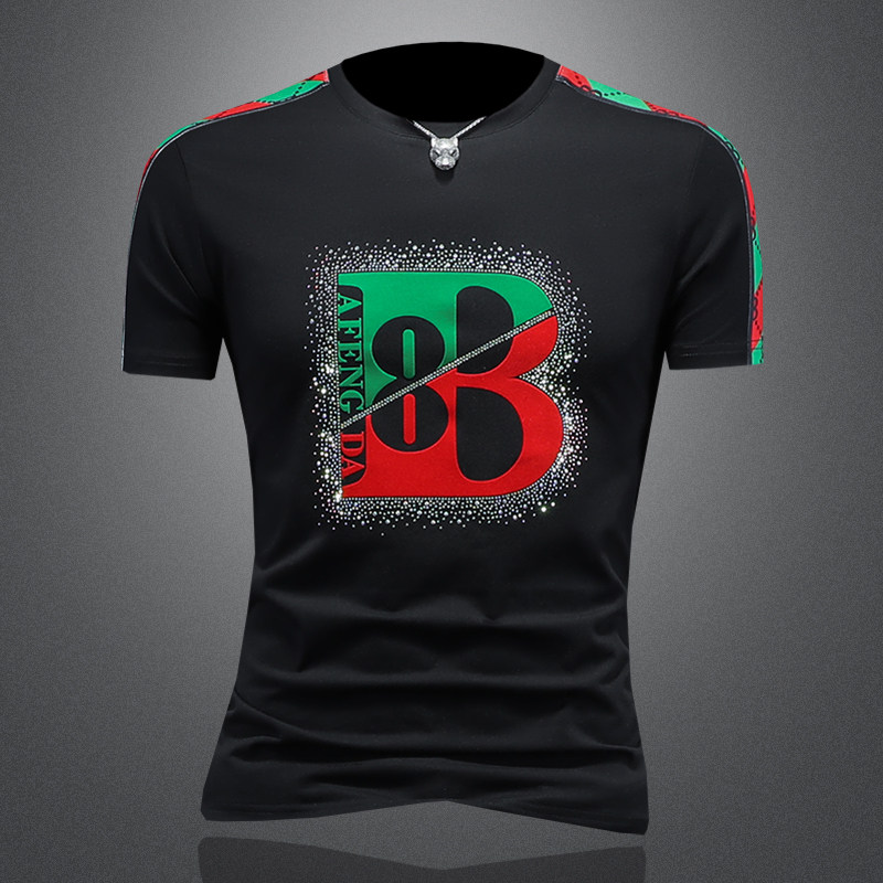 2025假模夏季新品质丝光棉男潮流短袖T恤QT6012AFD61026T-P70，男装T恤，阿丰达