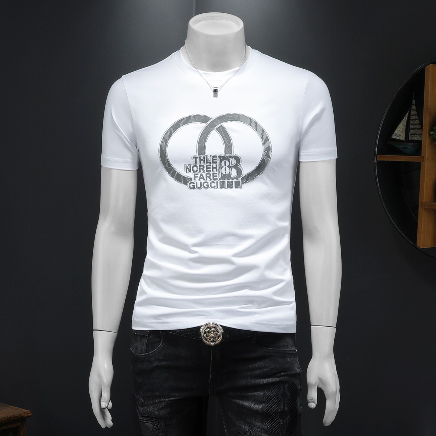 2026假模夏季新品质丝光棉男潮流短袖T恤QT6012AFD2602T-P75，男装T恤，钱塘6012(原3012)