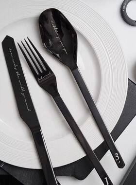 Easygood北欧极简304不锈钢刀叉勺镜面网红金属创意西餐套装餐具