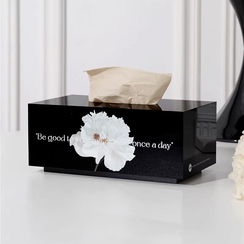 花朵图案高级摆件亚克力纸巾盒