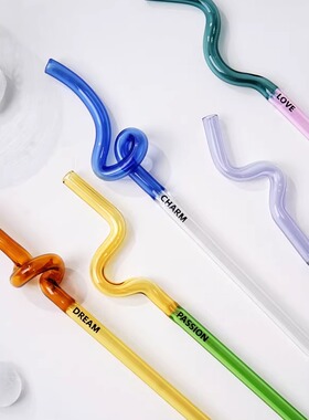 Easygood彩色环保耐热粗玻璃吸管ins奶茶咖啡搅拌棒果汁可爱吸管