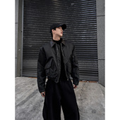 THREENINE 保暖百搭外套 夹棉夹克男冬季 小众短款 拼接领设计感工装