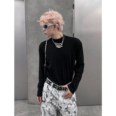 THREENINE纯色德绒半高领长袖t恤