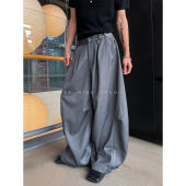 THREENINE韩系结构铆钉打褶阔腿西裤 潮 男宽松简约百搭廓形休闲裤