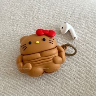 立体硅胶肌肉kitty猫适用airpods4保护套苹果耳机保护壳airpodspro2无线蓝牙耳机套ipod盒三代airpods3耳机壳