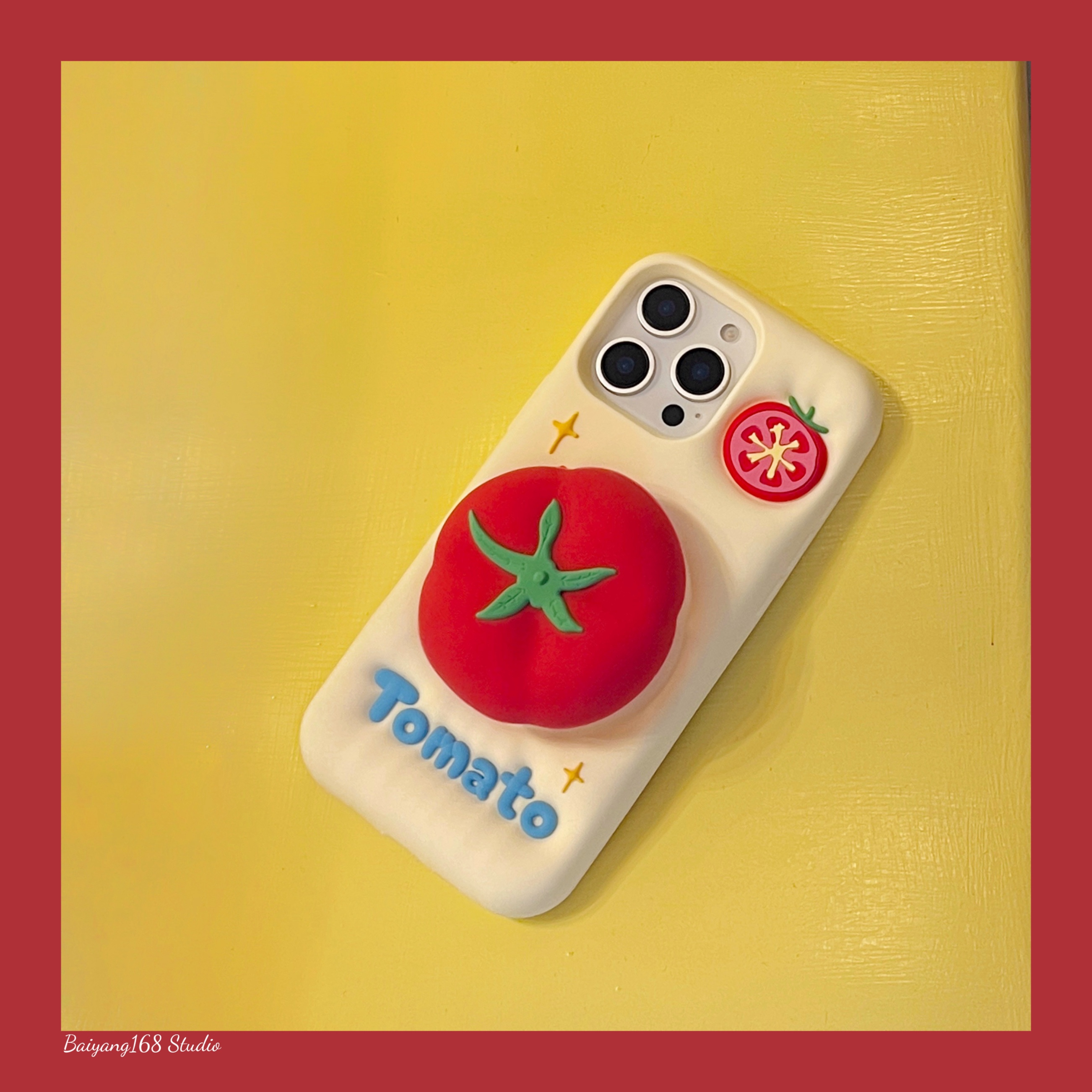 可爱立体西红柿iPhone支架手机壳
