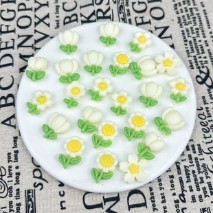 可食用巧克力带叶小花束蛋糕装饰摆件生日氛围感白玫瑰花烘焙插件