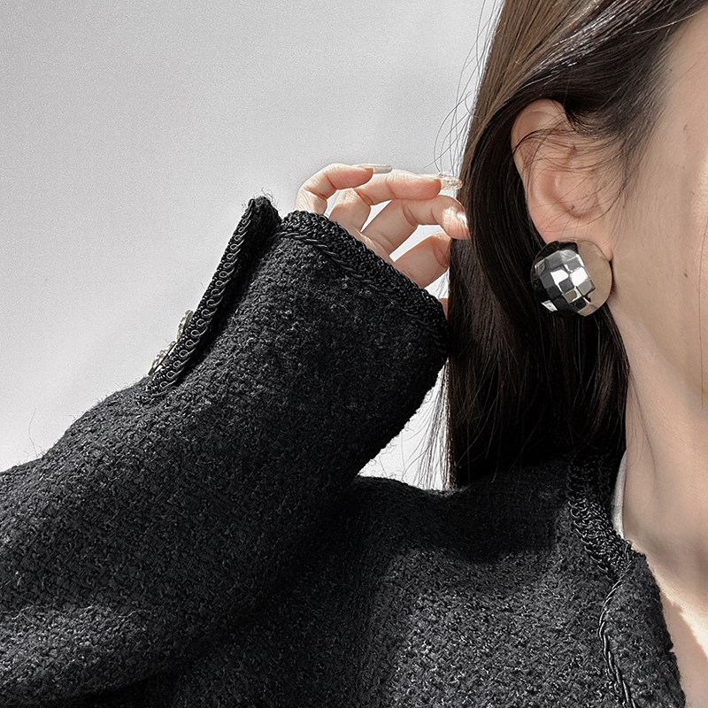 法式复古简约几何金属半圆球球耳饰小众设计高级感耳环耳钉女潮流