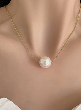 2023年夏新款粉色珍珠吊坠项链