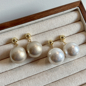 轻奢大珍珠优雅气质高级感耳环女小众设计金属耳钉ins潮新款 耳饰