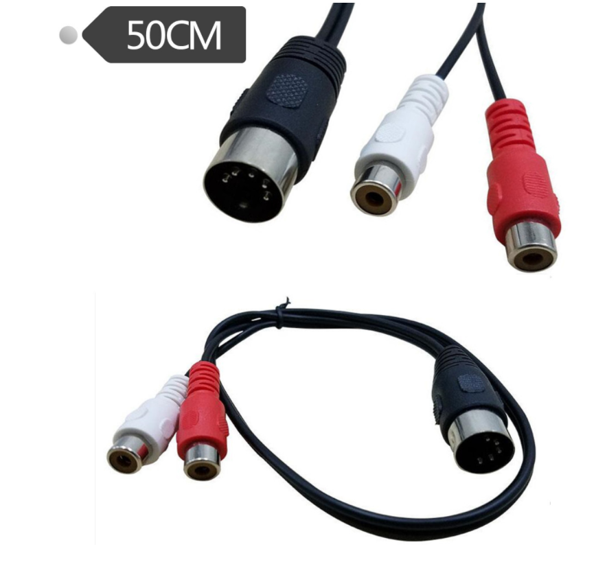 5芯DIN公转2RCA莲花母老式音频设备转接线5 Pin Din 0.5米