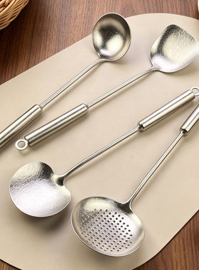 纯钛厨具锅铲汤壳漏勺蘑菇铲全钛厨房用品酒店餐厅家用挂孔钛厨具