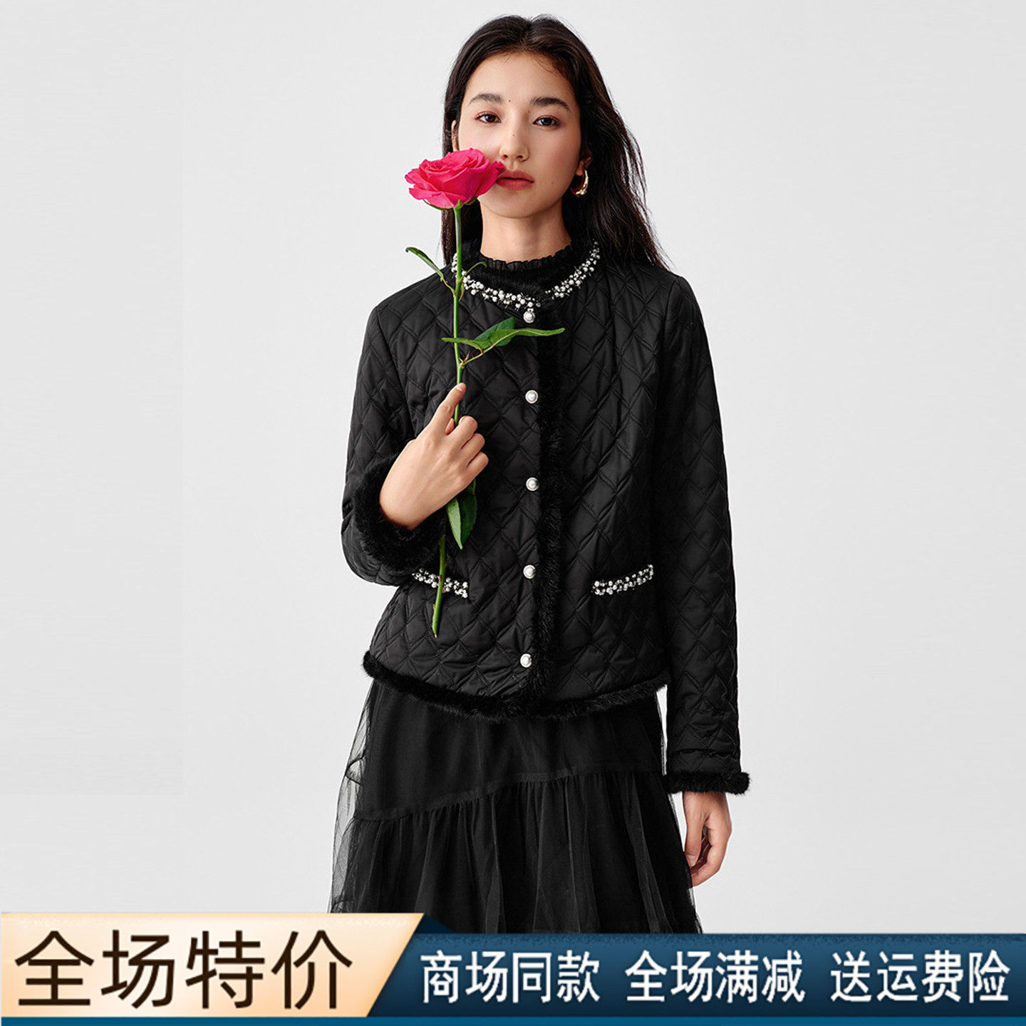 珂莱商场同款香风棉服短外套棉衣