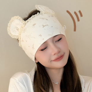 月子帽夏季 产后防风帽8月份9大头围吸汗春秋护额头巾发带 纯棉薄款