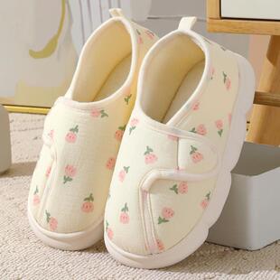 秋冬加绒防滑产妇孕妇包跟拖鞋 10月份11软厚底鞋 产后春秋季 月子鞋