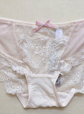 2件包邮专柜正品EBLIN精美蕾丝内裤女平角无痕底裤纯棉底档肤粉