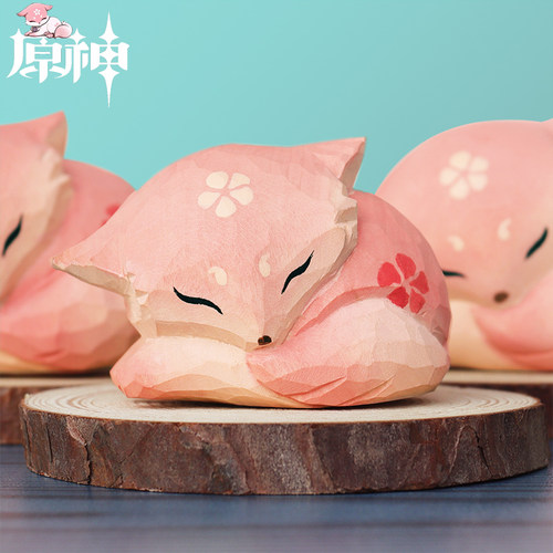 原神八重神子狐狸木雕摆件