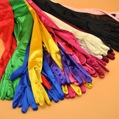 性感跳舞派对黑白缎面手套女薄长款 防晒新娘婚纱晚宴礼服旗袍手套