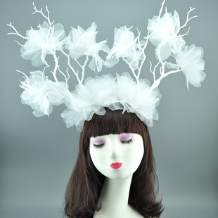 夸张仙女森系精灵儿童走秀表演出头饰婚纱摄影创意彩妆造型发饰品