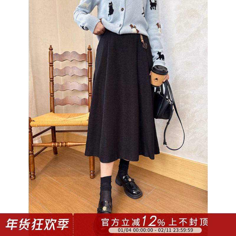 紫璐莱秋乐奏曲~新中式复古高级感绒面高腰显瘦a字伞裙半身裙90X,女装/女士精品,半身裙,淘宝优惠券,粉丝福利购,淘宝优惠卷