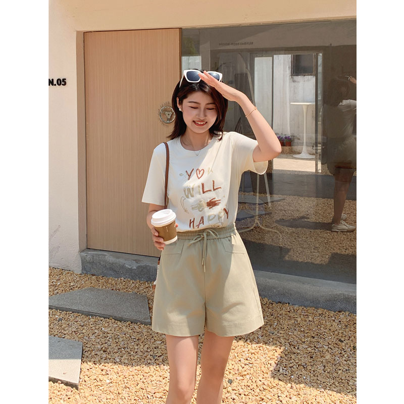 体珠片刺绣凉感字母T恤