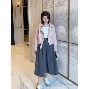 紫璐莱率性回归 半身裙870X 休闲百搭a字后松紧高腰设计感口袋工装