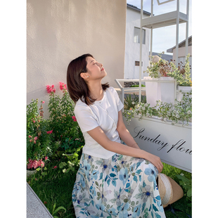 紫璐莱黑白魅力 T恤女941X 简约百搭斜线拼接设计感不规则正肩短袖