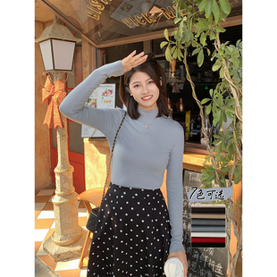 紫璐莱云烟袅袅~软糯珍珠山羊绒自发热半高领套头针织打底衫女07Z