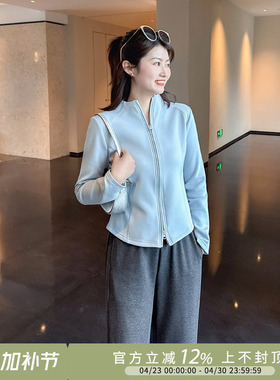 紫璐莱呼吸~lulu风气质修身显瘦运动休闲立领拉链夹克外套女春82X