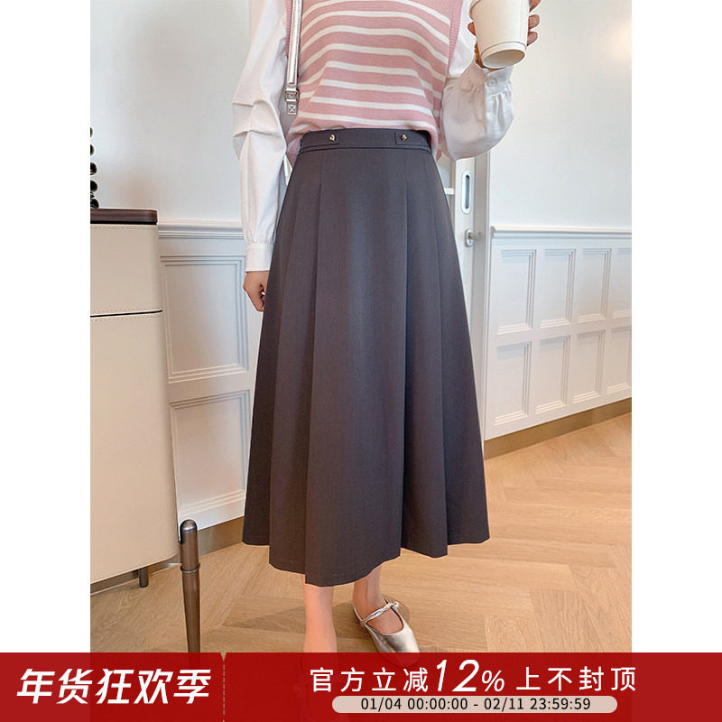 紫璐莱爱心圆舞曲~复古学院风爱心纽扣设计A字百褶显瘦半身裙39X,女装/女士精品,半身裙,淘宝优惠券,粉丝福利购,淘宝优惠卷