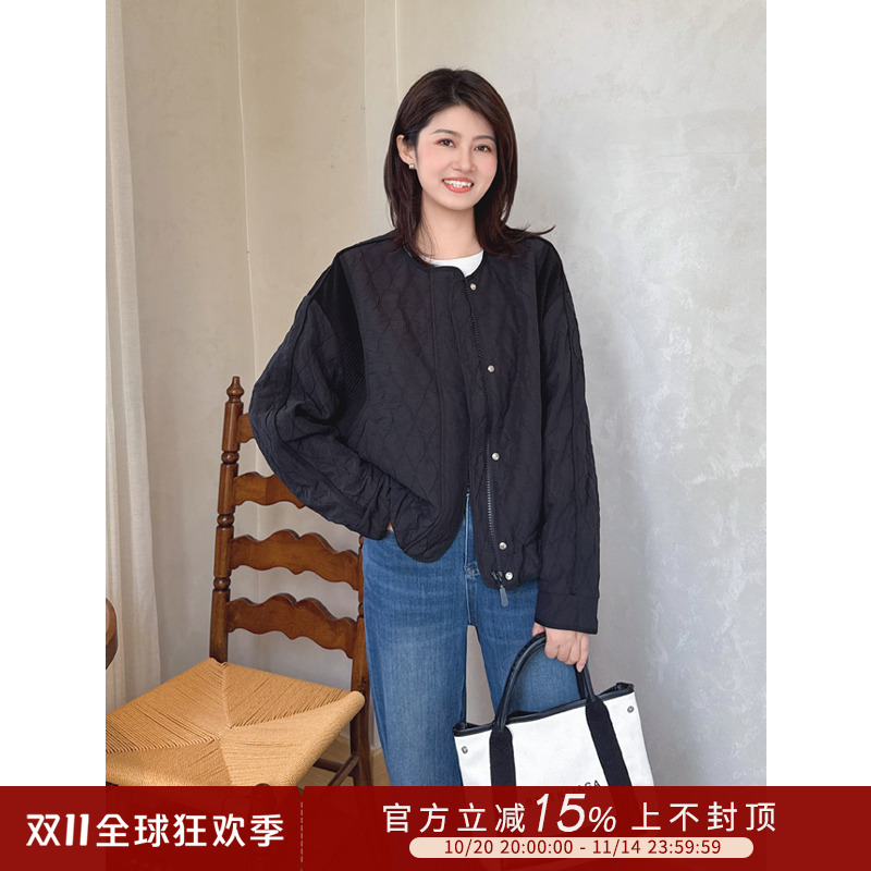 韩系简约提花肌理短款夹克外套