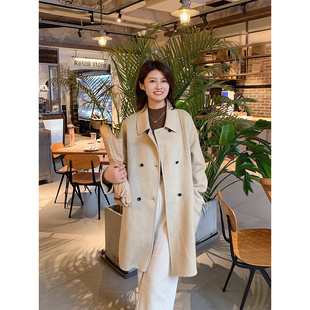 紫璐莱西西里傍晚~妥妥韩剧氛围感气质中长款双排扣羊毛呢大衣12X