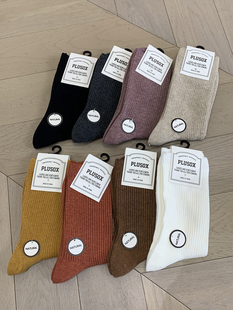 紫璐莱堆堆袜女秋冬搭配小皮鞋 多色纯棉保暖中筒袜341X 勃肯鞋