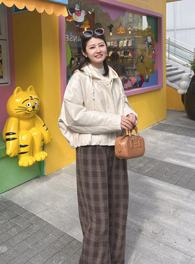 针织连帽超软PU皮夹克羽绒服