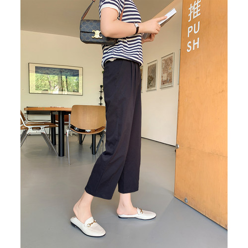 中高腰通勤九分裤休闲裤