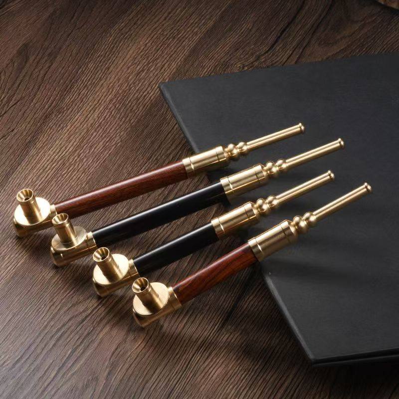 甘肃兰州泰和甘字纯铜檀木一口香水烟袋过滤烟嘴烟斗烟杆烟枪烟嘴