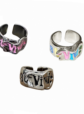 暗黑中古欧美朋克情侣宽面土星戒指皮带扣