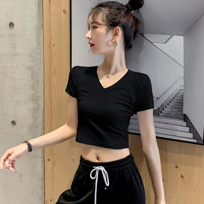 短袖t恤女2021年春新款洋气打底衫显瘦漏肚脐的上衣夏天学生半袖|msdalam kategori Butik wanita / wanita, baju-T - dari Buy2taobao.com untuk memberikan perkhidmatan ejen Taobao profesional membeli