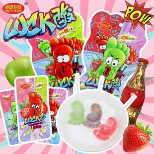 小脚丫棒棒糖脚掌超酸粉水果味怀旧零食硬糖糖果儿童批发网红零食