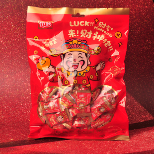 老酸奶奶糖软糖卡通财神图案前台招待年货过年乔迁喜糖糖果伴手礼