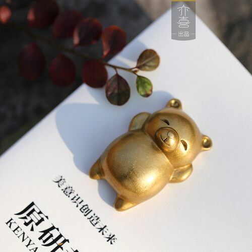 亦喜黄铜小熊镇纸摆件可爱治愈