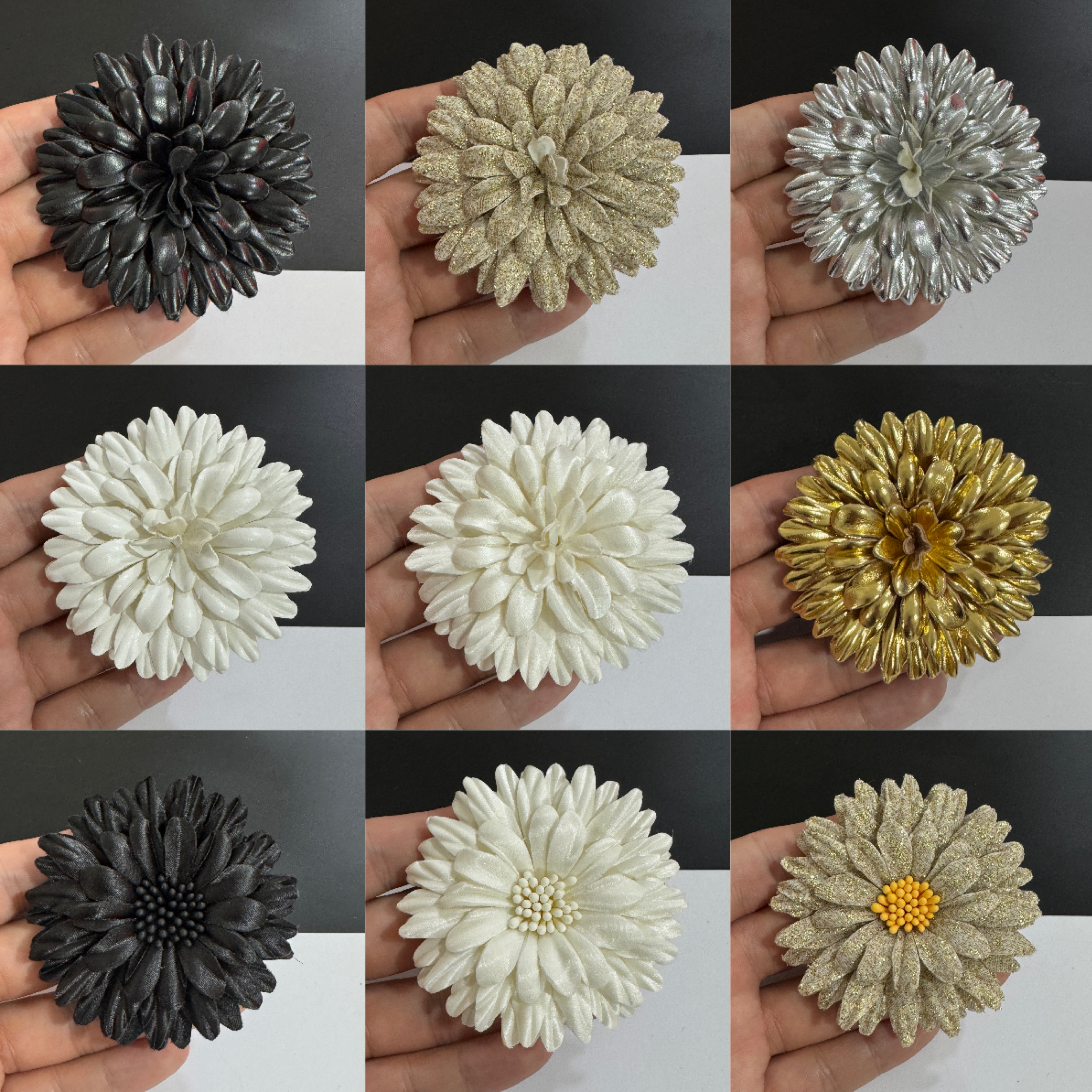 全6.8cm56个色高端多种材料定型山茶花小香花饰品胸花头夹加胸针