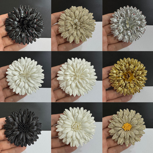 全6.8cm56个色高端多种材料定型山茶花小香花饰品胸花头夹加胸针